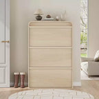 Wooden Shoe Cabinet with 3 Flip Drawers and Adjustable Shelf, Hidden Shoe Storage for Entryway, Hallway, and Living Room