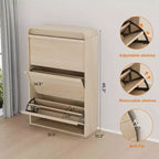 Wooden Shoe Cabinet with 3 Flip Drawers and Adjustable Shelf, Hidden Shoe Storage for Entryway, Hallway, and Living Room