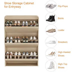 Wooden Shoe Cabinet with 3 Flip Drawers and Adjustable Shelf, Hidden Shoe Storage for Entryway, Hallway, and Living Room