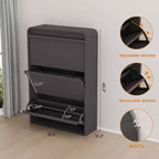Wooden Shoe Cabinet with 3 Flip Drawers and Adjustable Shelf, Hidden Shoe Storage for Entryway, Hallway, and Living Room