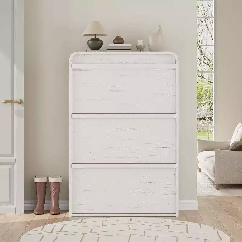 Wooden Shoe Cabinet with 3 Flip Drawers and Adjustable Shelf, Hidden Shoe Storage for Entryway, Hallway, and Living Room
