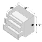 CASAINC 36 W x 34.5 H x 24 D Shaker Base Kitchen Cabinet with 3 Drawers, Solid Wood Frame, Water-Based Low-VOC Paint, Soft-Close, RTA, Dove Gray