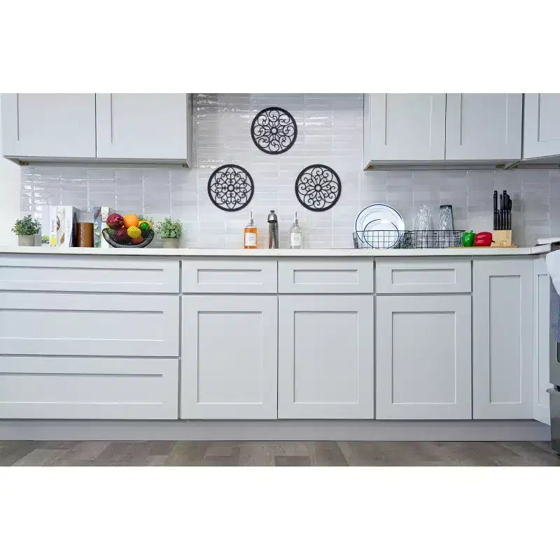 CASAINC 36 W x 34.5 H x 24 D Shaker Base Kitchen Cabinet with 3 Drawers, Solid Wood Frame, Water-Based Low-VOC Paint, Soft-Close, RTA, Dove Gray