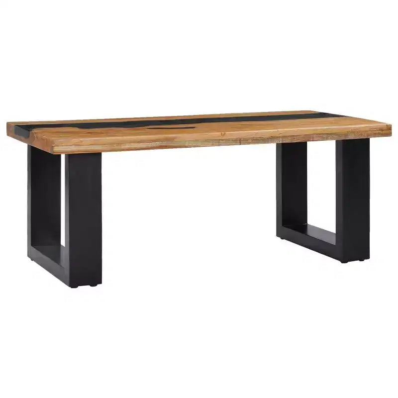 vidaXL Table Basse Bois de teck multicolore, Bois de manguier, Résine