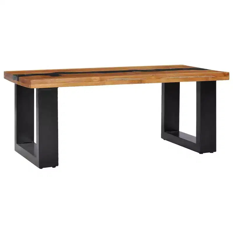 vidaXL Table Basse Bois de teck multicolore, Bois de manguier, Résine