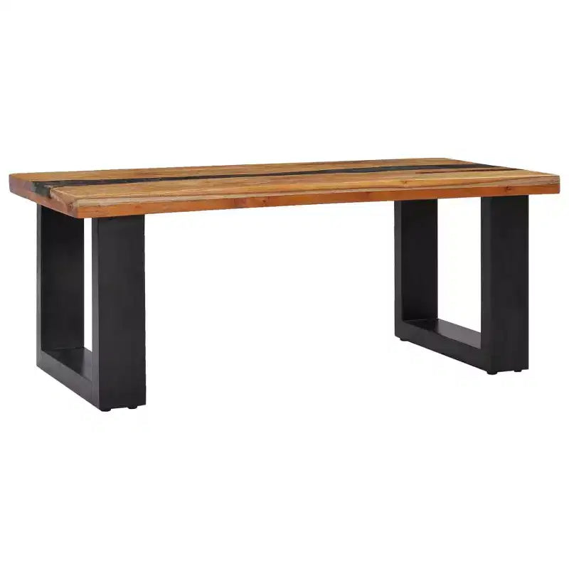 vidaXL Table Basse Bois de teck multicolore, Bois de manguier, Résine