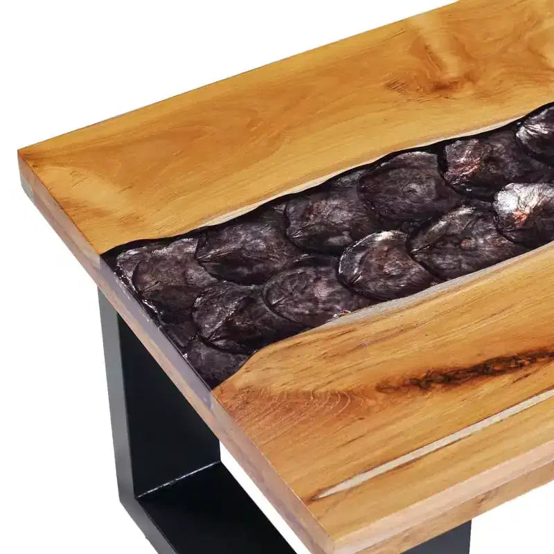 vidaXL Table Basse Bois de teck multicolore, Bois de manguier, Résine