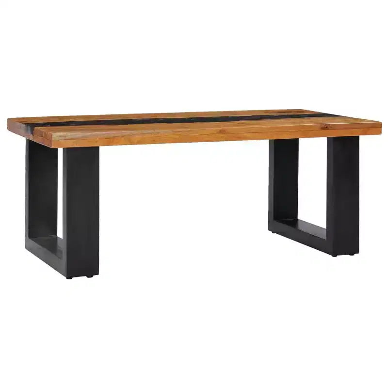 vidaXL Table Basse Bois de teck multicolore, Bois de manguier, Résine