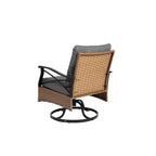 Whisen 3 Piece Outdoor Swivel Rocker Chairs Set with 1 Table and 2 Rocking & Swivel Chairs - Brown & Gray