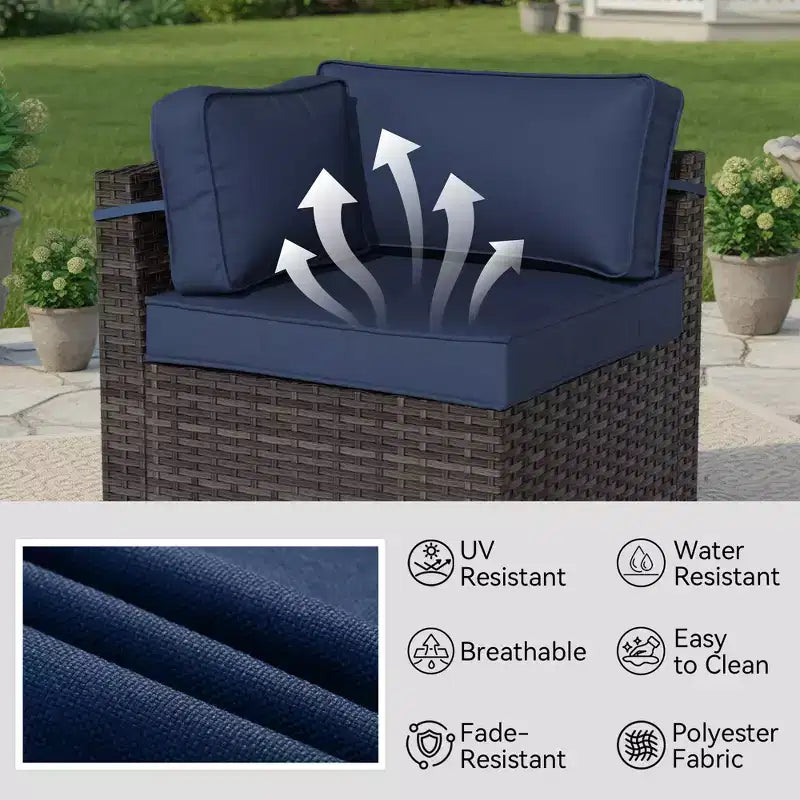 UPTIOT 5-Piece Patio Set: 2 Corner Sofas, 2 Side Chairs & Grey Fire Pit Table for Ultimate Outdoor Comfort and Entertainment