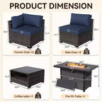 UPTIOT 5-Piece Patio Set: 2 Corner Sofas, 2 Side Chairs & Grey Fire Pit Table for Ultimate Outdoor Comfort and Entertainment