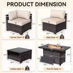 UPTIOT 5-Piece Patio Set: 2 Corner Sofas, 2 Side Chairs & Grey Fire Pit Table for Ultimate Outdoor Comfort and Entertainment