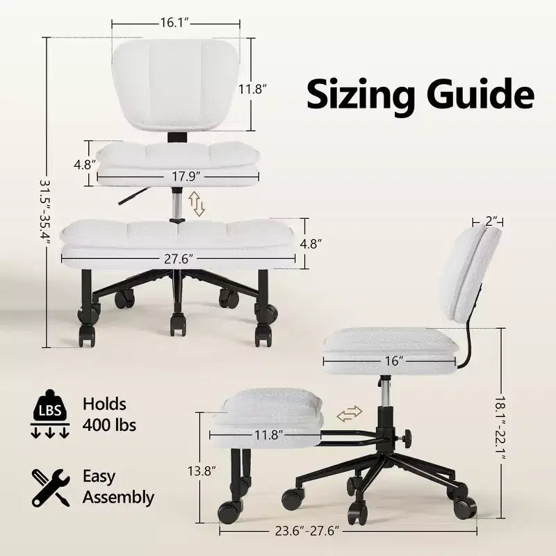 TYBOATLE Chaise de Bureau Croisée avec Ottomane, Chaise de Méditation Pivotante sans Accoudoirs, Chaise Large Croisée pour Bureau à Domicile et Coiffeuse