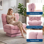 Fauteuil pivotant moderne, Fauteuil de canapé confortable avec base surdimensionnée, Siège étendu de 52,8 cm de profondeur, pour salon, chambre ou bureau