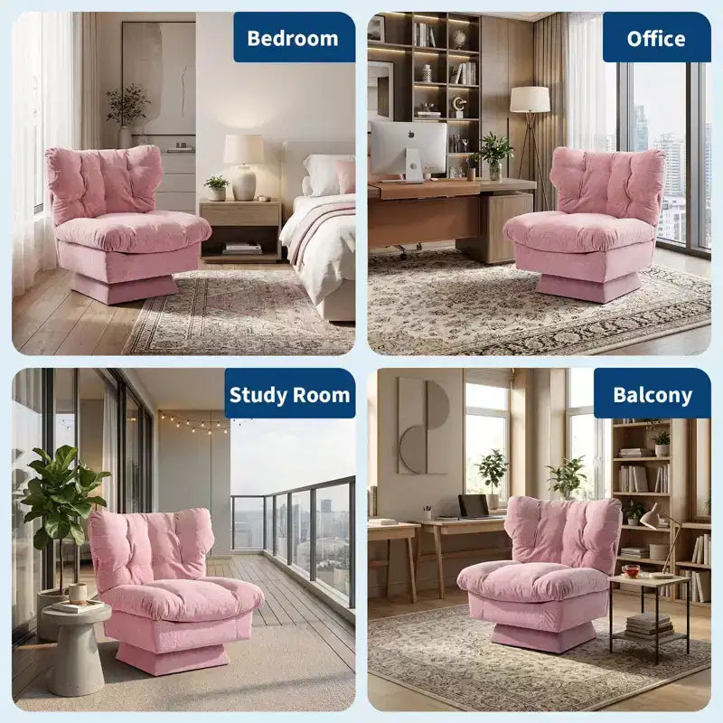 Fauteuil pivotant moderne, Fauteuil de canapé confortable avec base surdimensionnée, Siège étendu de 52,8 cm de profondeur, pour salon, chambre ou bureau