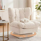 Fauteuil pivotant moderne, Fauteuil de canapé confortable avec base surdimensionnée, Siège étendu de 52,8 cm de profondeur, pour salon, chambre ou bureau