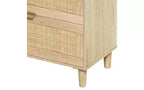 JVNOXK 59-inch rattan 6-drawer dresser, bedroom clothing storage cabinet, metal handles and wooden legs, suitable for bedrooms, natural color