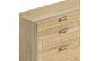 JVNOXK 59-inch rattan 6-drawer dresser, bedroom clothing storage cabinet, metal handles and wooden legs, suitable for bedrooms, natural color