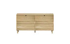 JVNOXK 59-inch rattan 6-drawer dresser, bedroom clothing storage cabinet, metal handles and wooden legs, suitable for bedrooms, natural color