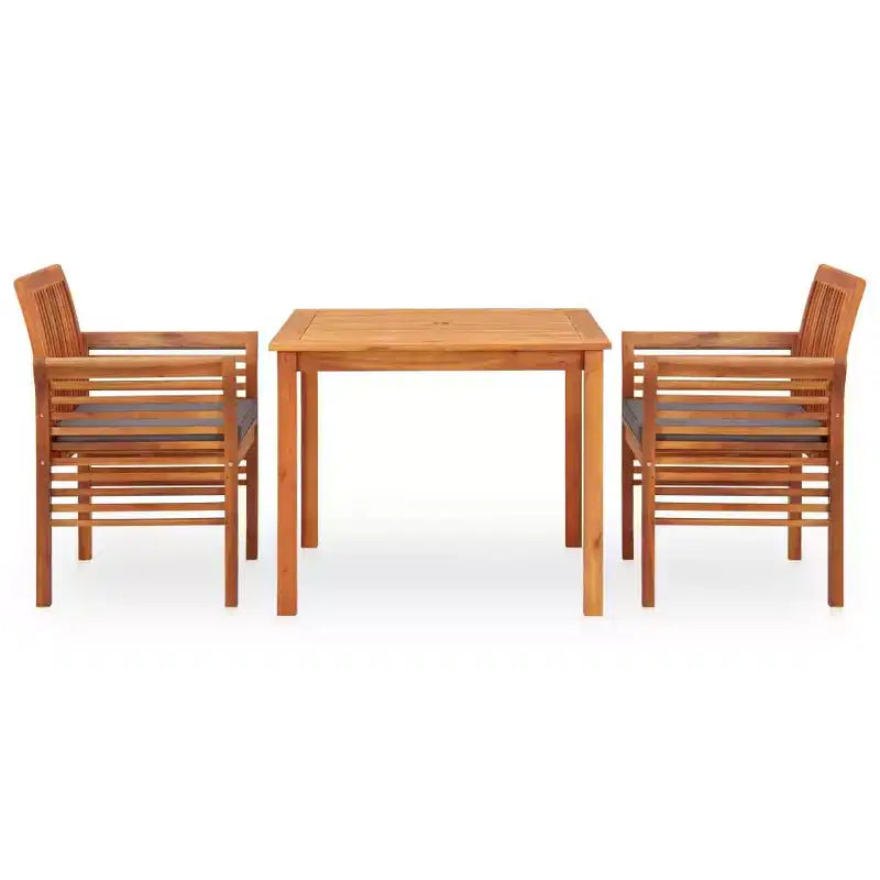 vidaXL Ensemble de salle à manger d'extérieur 3 pièces en bois d'acacia massif avec coussins