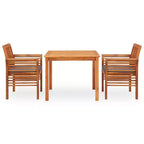 vidaXL Ensemble de salle à manger d'extérieur 3 pièces en bois d'acacia massif avec coussins