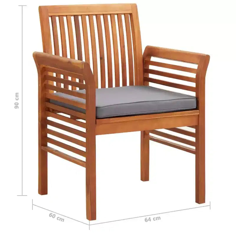 vidaXL Ensemble de salle à manger d'extérieur 3 pièces en bois d'acacia massif avec coussins