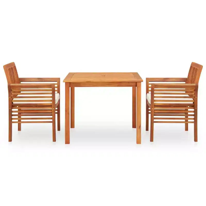 vidaXL Ensemble de salle à manger d'extérieur 3 pièces en bois d'acacia massif avec coussins