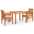 vidaXL Ensemble de salle à manger d'extérieur 3 pièces en bois d'acacia massif avec coussins
