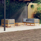 vidaXL Solid Pinewood Patio Lounge Set with Cushions Multi Colors