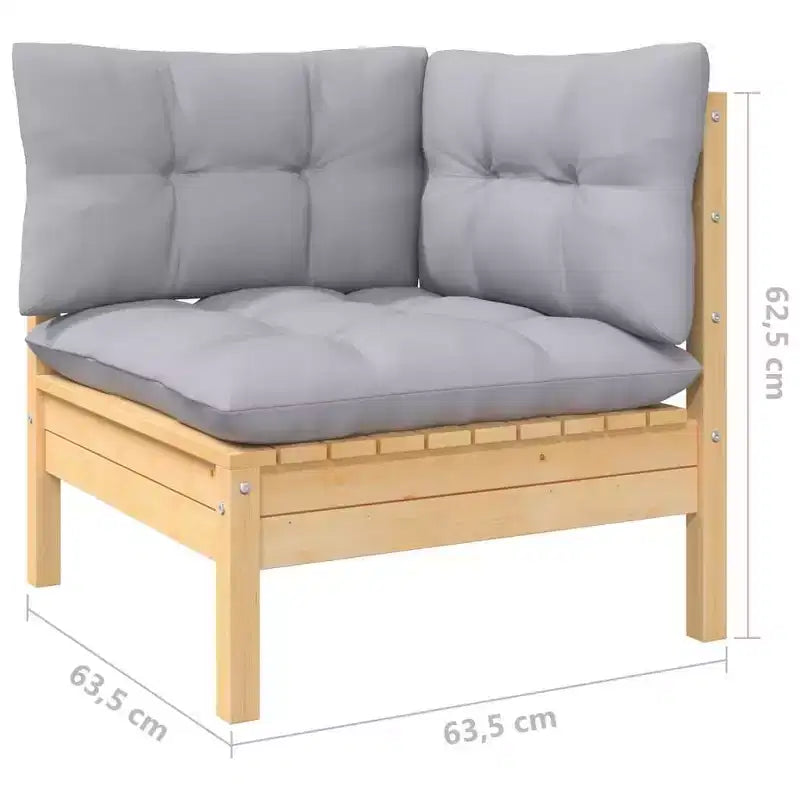 vidaXL Solid Pinewood Patio Lounge Set with Cushions Multi Colors