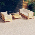 vidaXL Solid Pinewood Patio Lounge Set with Cushions Multi Colors