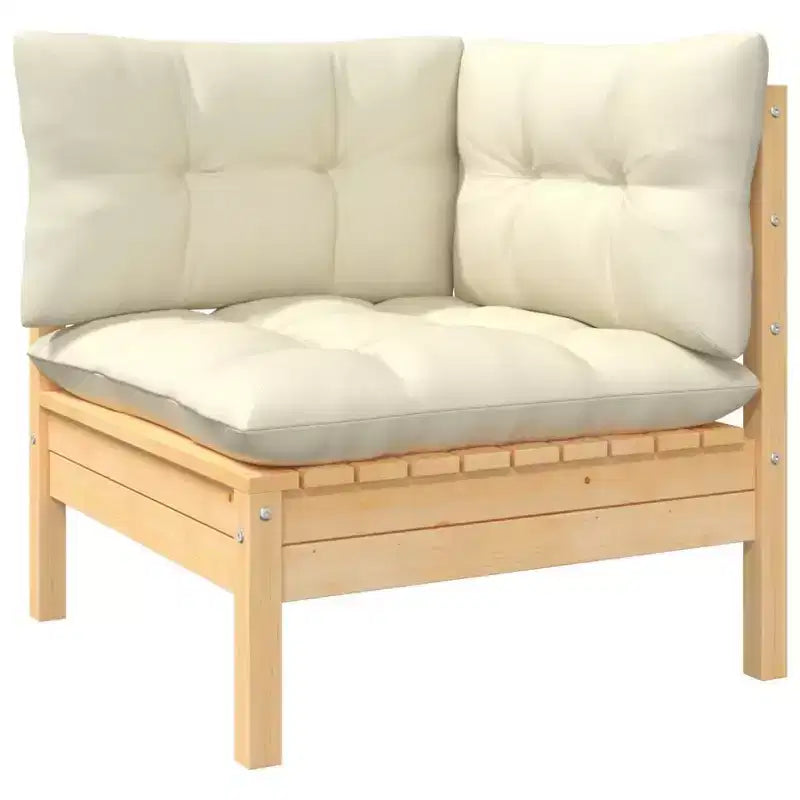 vidaXL Solid Pinewood Patio Lounge Set with Cushions Multi Colors