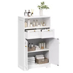 KOLIGEY Meuble bas de salle de bain moderne avec étagère ouverte 2 portes 2 tiroirs Meuble de rangement pour salon, cuisine, bureau à domicile Blanc