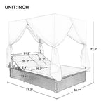 Whisen Bain de Soleil Canapé-Lit en Rotin avec Coussins et Assises Réglables