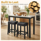 Costway 3 PCS Bar Table Set w/ Charging Station Modern Counter Height Breakfast Table