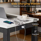 Costway 3 PCS Bar Table Set w/ Charging Station Modern Counter Height Breakfast Table