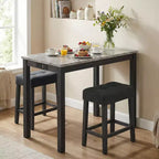 Costway 3 PCS Bar Table Set w/ Charging Station Modern Counter Height Breakfast Table