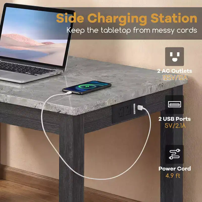 Costway 3 PCS Bar Table Set w/ Charging Station Modern Counter Height Breakfast Table