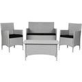Mojavi 4 Piece Wicker Patio Seating Set W/Cushions - Indoor/Outdoor - FOX6005 - Grey/Black - Safavieh Couture