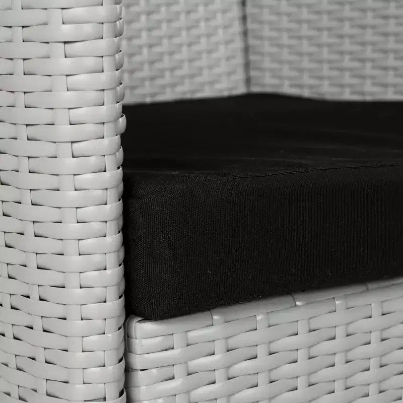 Mojavi 4 Piece Wicker Patio Seating Set W/Cushions - Indoor/Outdoor - FOX6005 - Grey/Black - Safavieh Couture