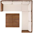 Napol 4 PC Acacia Patio Seating Set W/ Cushions - Indoor/Outdoor - PAT6806 - Safavieh