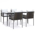 vidaXL Garden Dining Set with Cushions, Poly Rattan and Steel