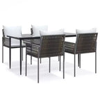vidaXL Garden Dining Set with Cushions, Poly Rattan and Steel
