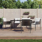 vidaXL Garden Dining Set with Cushions, Poly Rattan and Steel