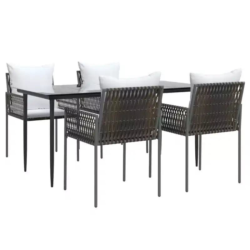 vidaXL Garden Dining Set with Cushions, Poly Rattan and Steel