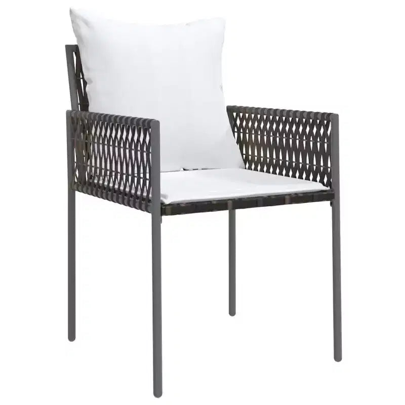 vidaXL Garden Dining Set with Cushions, Poly Rattan and Steel