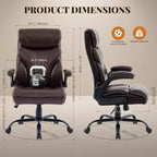 Fauteuil de bureau, fauteuil de direction grande taille 225 kg avec repose-pieds, fauteuil de jeu inclinable en cuir 90-155 degrés