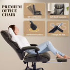 Fauteuil de bureau, fauteuil de direction grande taille 225 kg avec repose-pieds, fauteuil de jeu inclinable en cuir 90-155 degrés