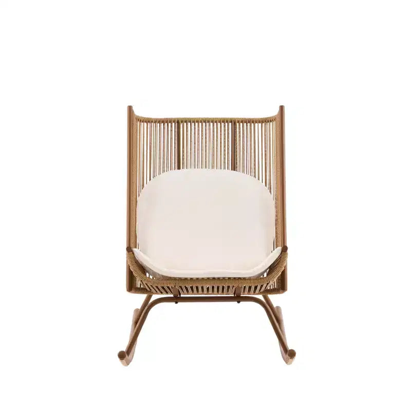 Christopher Knight Home Suraj Farmhouse 2 Piece Patio Dining Set with Lightweight Concrete Table and Iron Rocking Chair