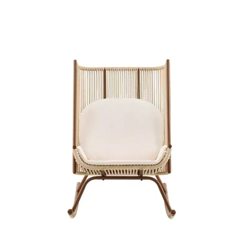 Christopher Knight Home Suraj Farmhouse 2 Piece Patio Dining Set with Lightweight Concrete Table and Iron Rocking Chair